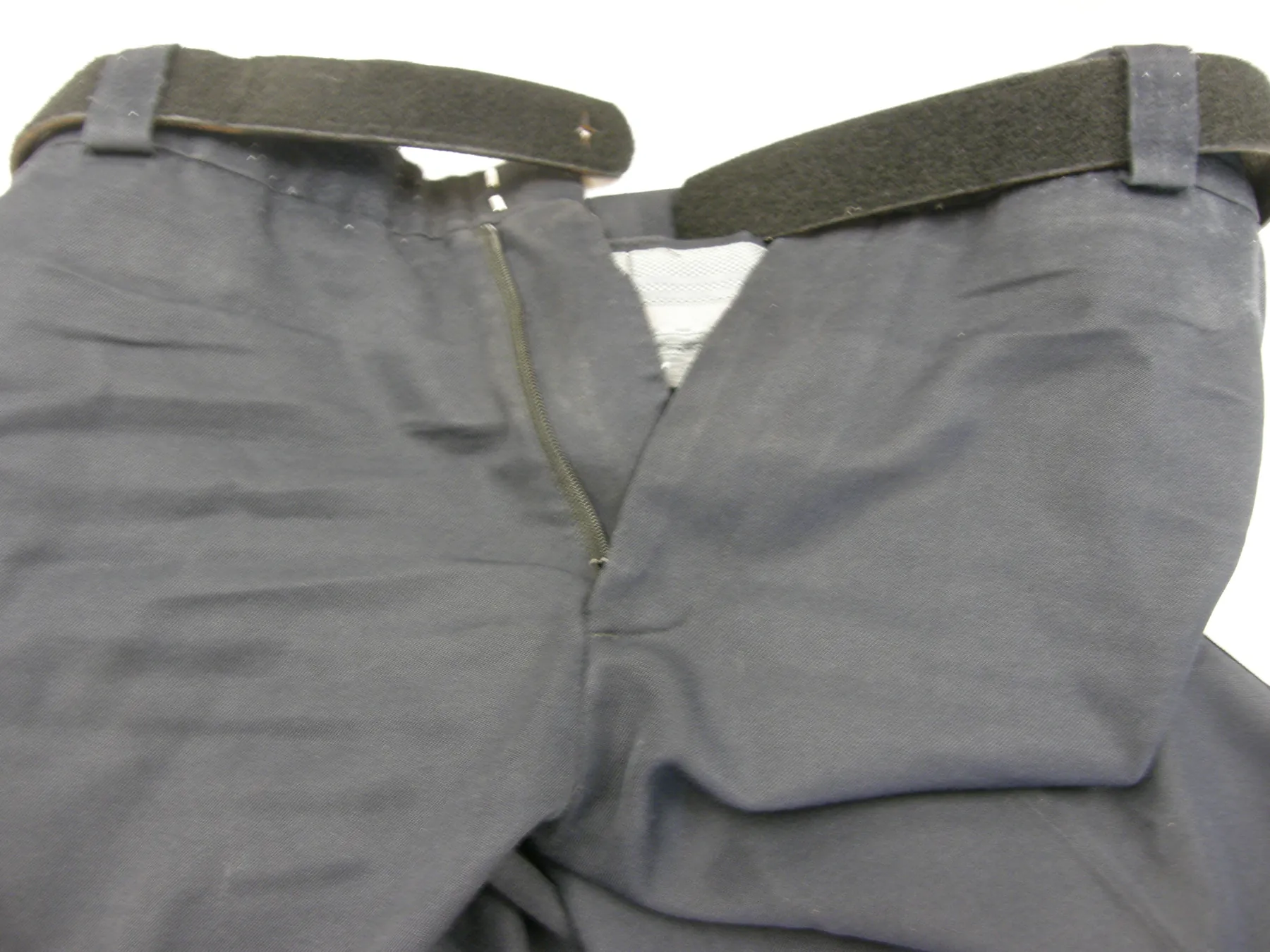 Daniel’s navy uniform pants. Outside of the fly, unzipped, June 20, 2014. No stain is visible.