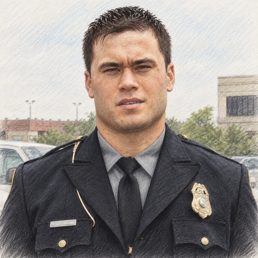 Illustrated portrait of Daniel Holtzclaw in uniform